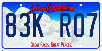 SD license plate 83KR07
