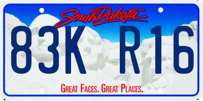 SD license plate 83KR16