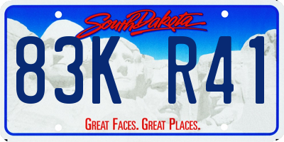 SD license plate 83KR41