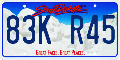 SD license plate 83KR45