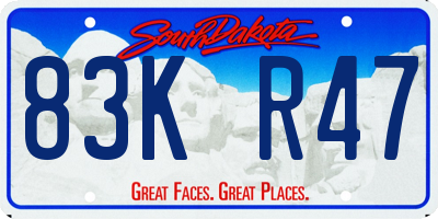 SD license plate 83KR47