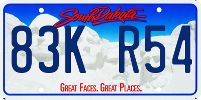SD license plate 83KR54