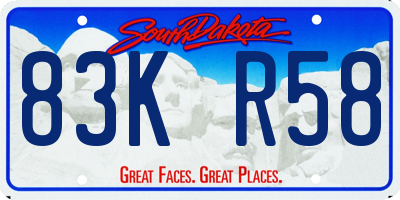 SD license plate 83KR58