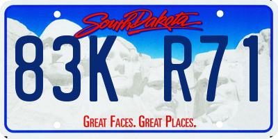 SD license plate 83KR71