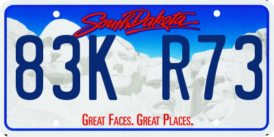 SD license plate 83KR73
