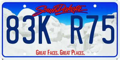 SD license plate 83KR75