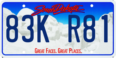 SD license plate 83KR81