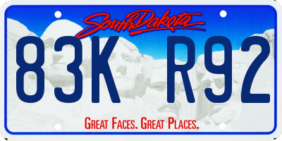 SD license plate 83KR92