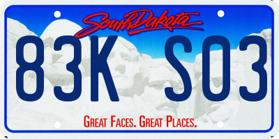 SD license plate 83KS03