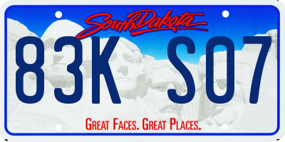 SD license plate 83KS07