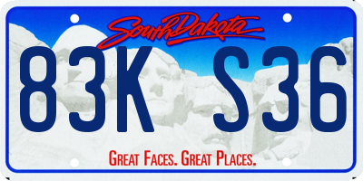 SD license plate 83KS36