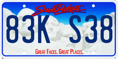 SD license plate 83KS38