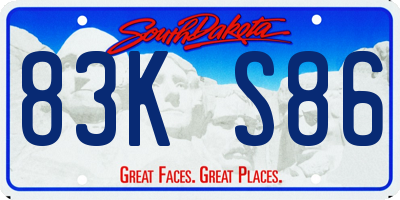 SD license plate 83KS86