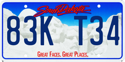 SD license plate 83KT34