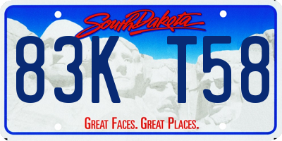 SD license plate 83KT58