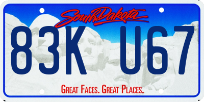 SD license plate 83KU67