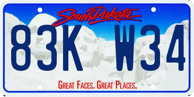 SD license plate 83KW34