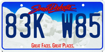SD license plate 83KW85