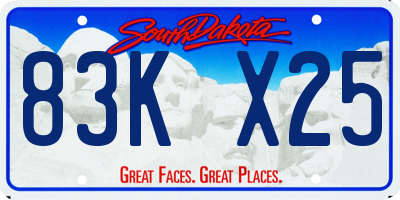 SD license plate 83KX25