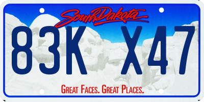 SD license plate 83KX47