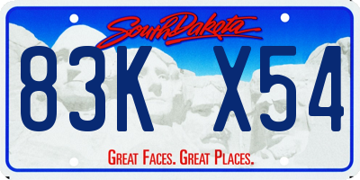 SD license plate 83KX54