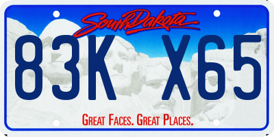 SD license plate 83KX65