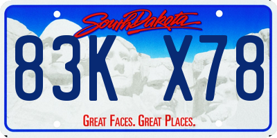 SD license plate 83KX78