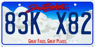 SD license plate 83KX82