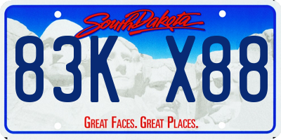 SD license plate 83KX88