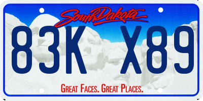 SD license plate 83KX89
