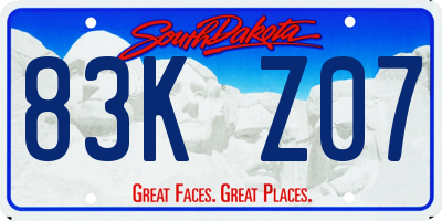 SD license plate 83KZ07