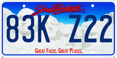 SD license plate 83KZ22