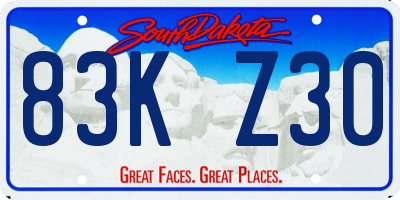 SD license plate 83KZ30