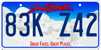 SD license plate 83KZ42