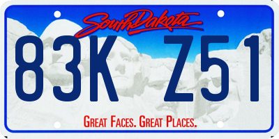 SD license plate 83KZ51