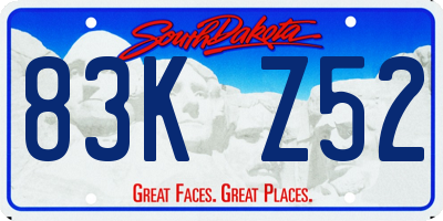 SD license plate 83KZ52