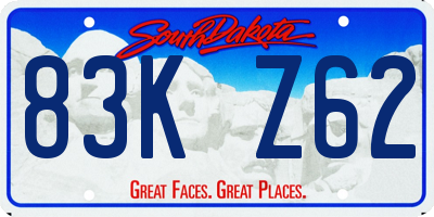 SD license plate 83KZ62