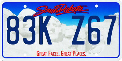 SD license plate 83KZ67