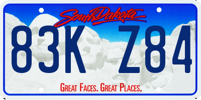 SD license plate 83KZ84