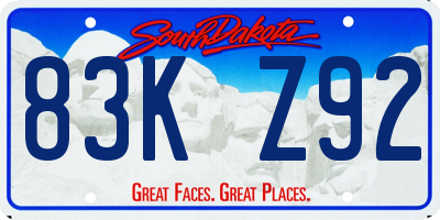 SD license plate 83KZ92