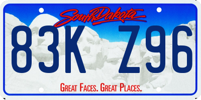 SD license plate 83KZ96