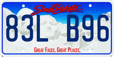 SD license plate 83LB96