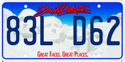 SD license plate 83LD62