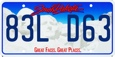 SD license plate 83LD63