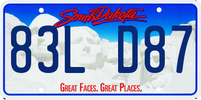 SD license plate 83LD87