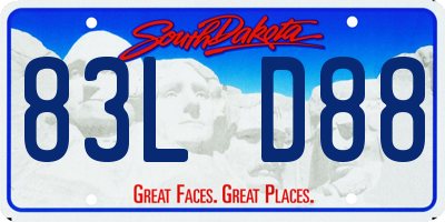 SD license plate 83LD88