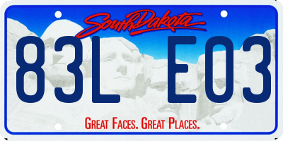 SD license plate 83LE03