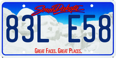 SD license plate 83LE58