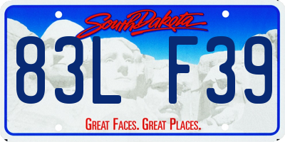 SD license plate 83LF39