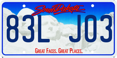SD license plate 83LJ03